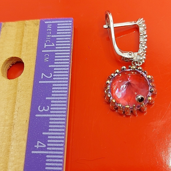 Natural Purple Amethyst 11mm & Black Spinel 925 Sterling Silver Earrings - Picture 6 of 7